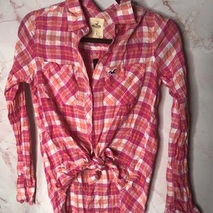 Hollister Pink Plaid Shirt